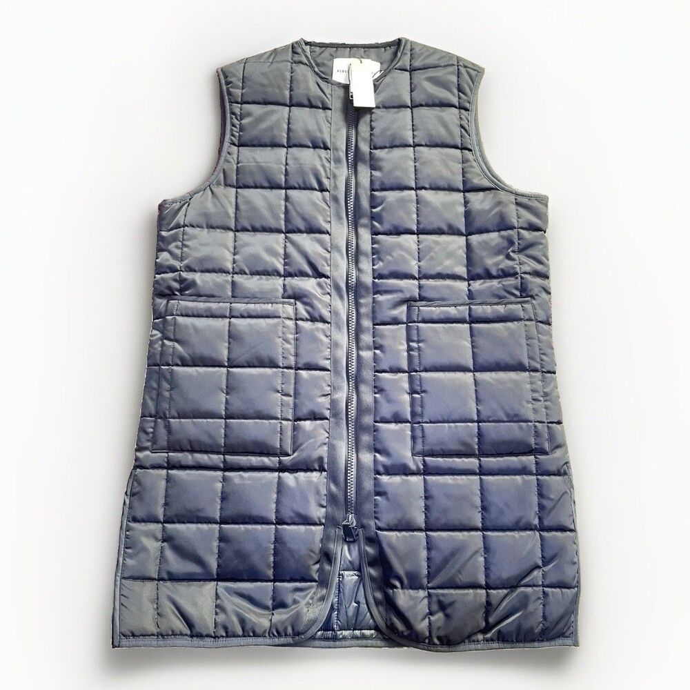 Rebecca Minkoff RM-562 Long Quilted Puffer Vest Navy Size S NWT $228
